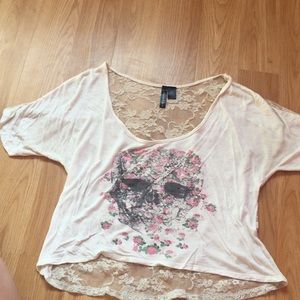 Skull lace crop top